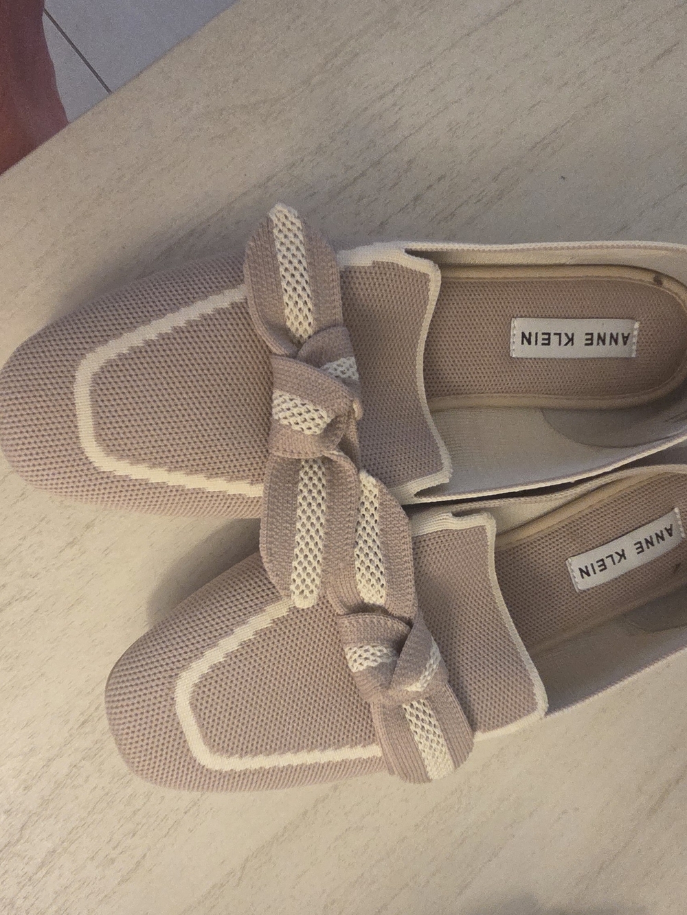 Anne Klein Women's Beige Knit Loafers